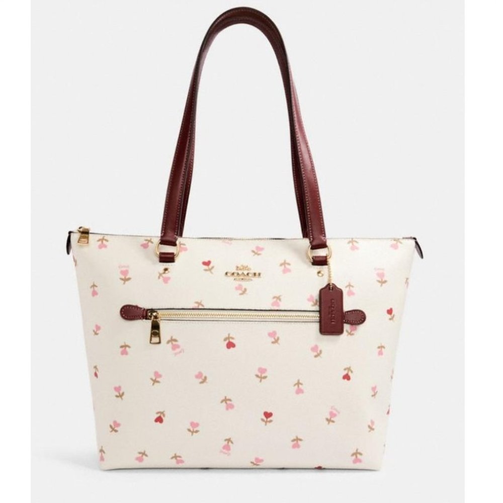 Coach Gallery Tote Heart Floral Print NWT